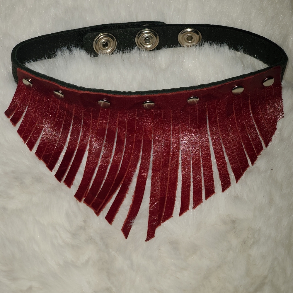 Leather Fringe Choker